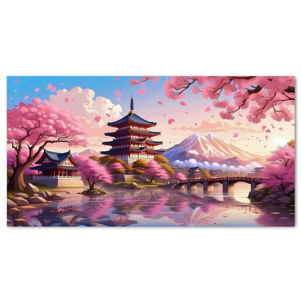 5D Diamond Painting Kit Full Drill - 40*70CM Japanese Fuji Mountain Cherry Blossom