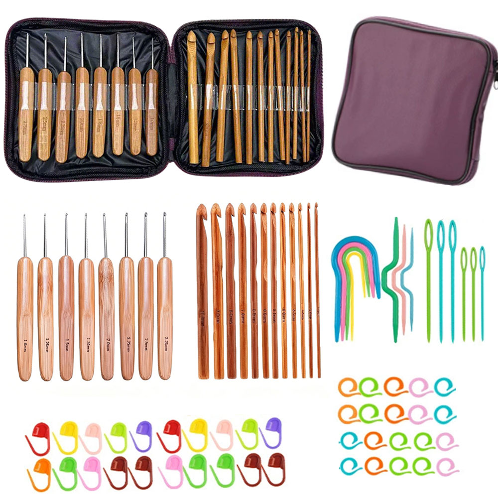 74pcs Bamboo Crochet Hooks Set - огляд і ціна Craft Tools