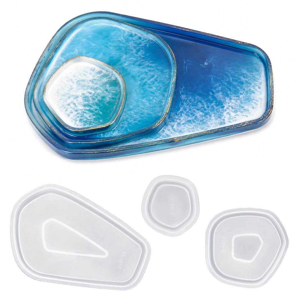 3Pcs Irregular Tray Silicone R - огляд і ціна Silicone Epoxy Resin Molds Set