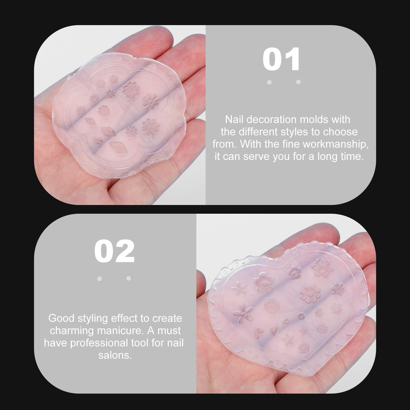 3Pcs Reusable Nail Art Silicon - огляд і ціна Silicone Epoxy Resin Molds Set