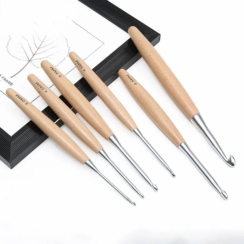 1/11pcs Wooden Handle Crochet  - огляд і ціна Wooden Crochet Hooks Ergonomic Handle